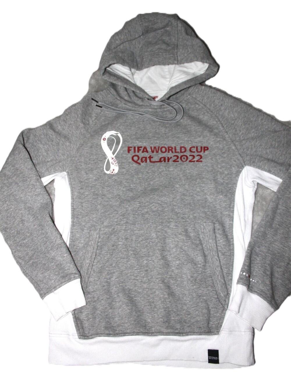 FIFA World Cup Hoodie Mens M/L Gray Pullover Hooded Graphic Print Pockets